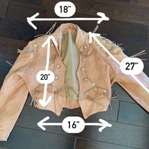 Genuine Tan Leather Vintage Fringe Jacket